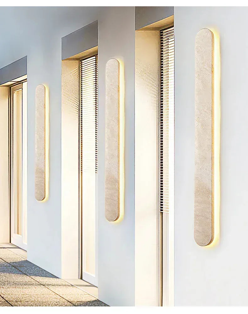 Verthara Premium Travertine Stone Outdoor Linear Wall Light