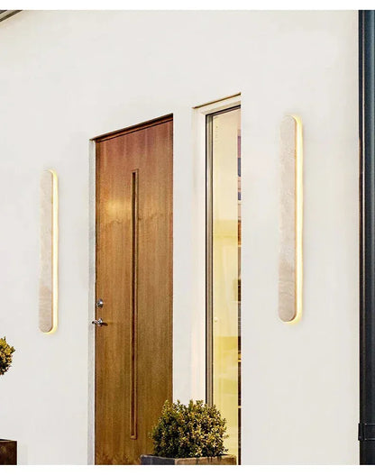 Verthara Premium Travertine Stone Outdoor Linear Wall Light