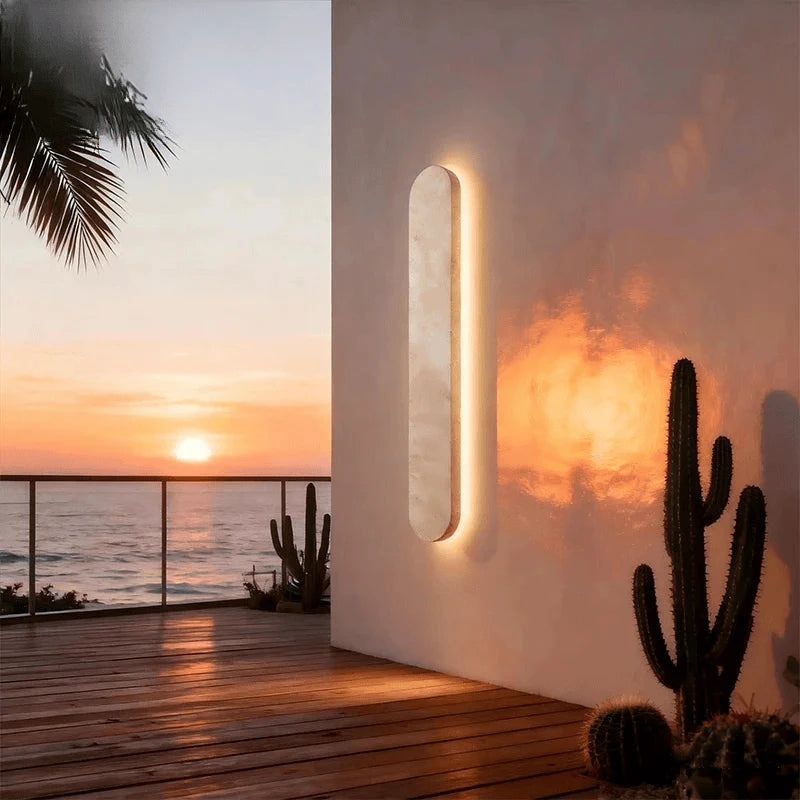 Verthara Premium Travertine Stone Outdoor Linear Wall Light