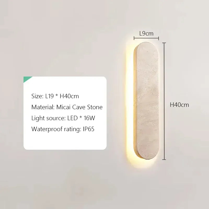 Verthara Premium Travertine Stone Outdoor Linear Wall Light H40cm