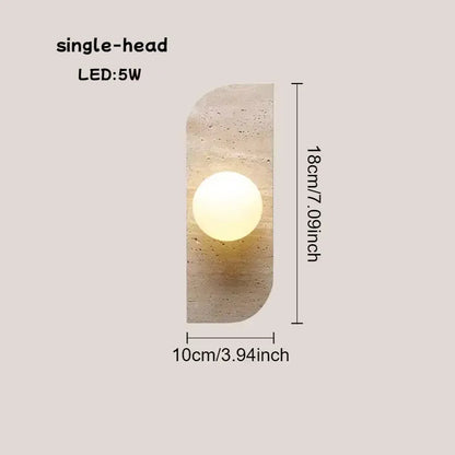 Verthara Premium Travertine Stone & White Glass Wall Light 1-Head
