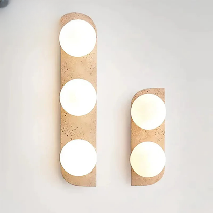 Verthara Premium Travertine Stone & White Glass Wall Light