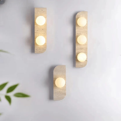 Verthara Premium Travertine Stone & White Glass Wall Light