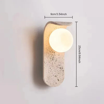 Verthara Premium Travertine Stone & White Glass Wall Light B-1-Head