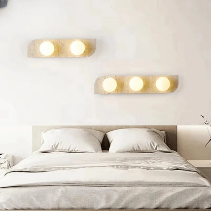 Verthara Premium Travertine Stone & White Glass Wall Light