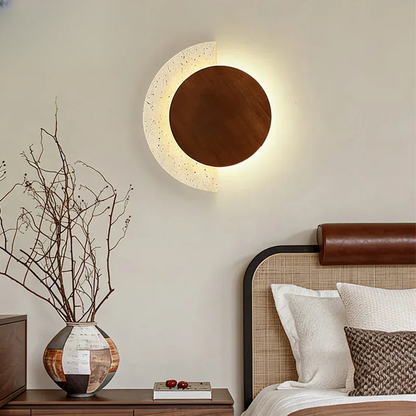 Verthara Premium Travertine Stone & Wood LED Wall Light