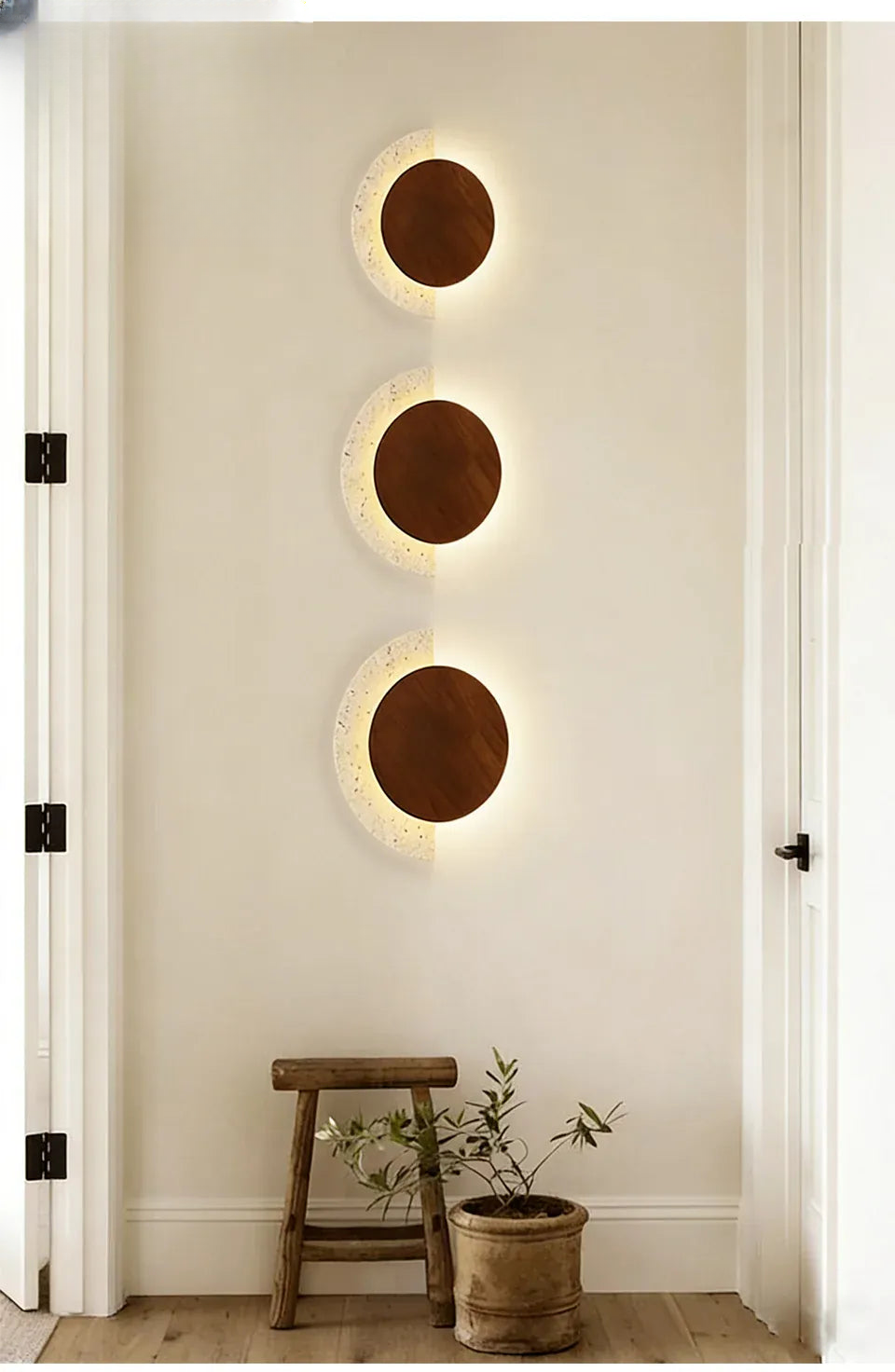Verthara Premium Travertine Stone & Wood LED Wall Light