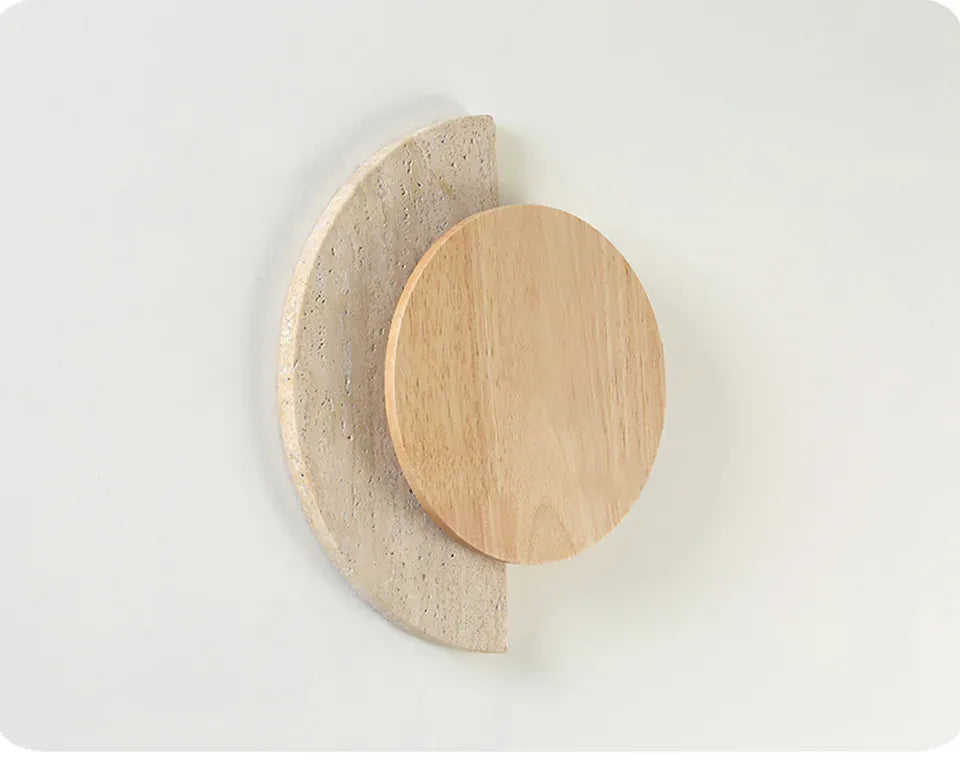 Verthara Premium Travertine Stone & Wood LED Wall Light