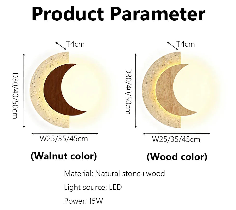 Verthara Premium Travertine Stone & Wood LED Wall Light