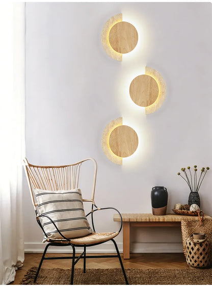 Verthara Premium Travertine Stone & Wood LED Wall Light