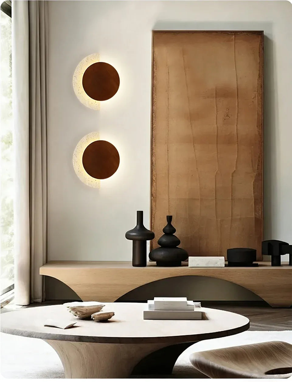 Verthara Premium Travertine Stone & Wood LED Wall Light