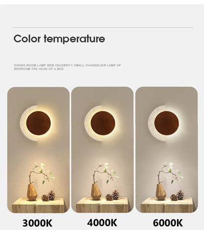 Verthara Premium Travertine Stone & Wood LED Wall Light