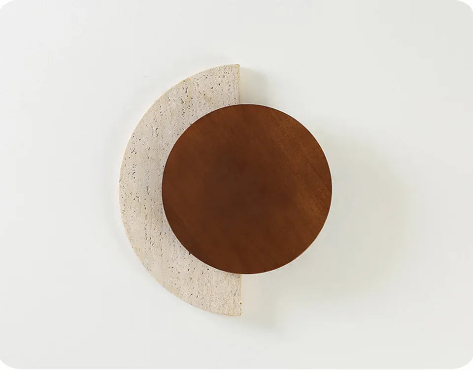 Verthara Premium Travertine Stone & Wood LED Wall Light