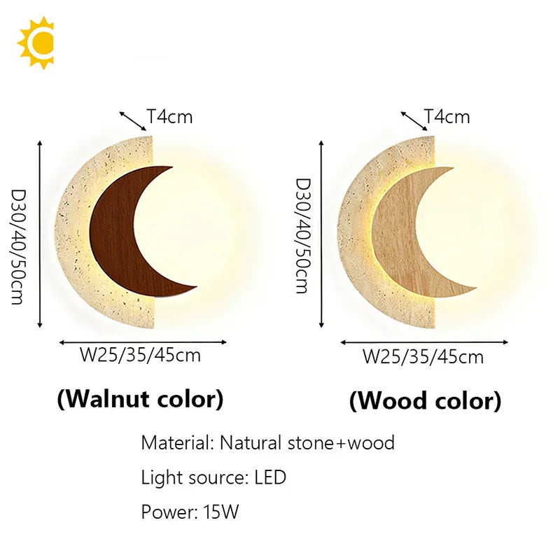 Verthara Premium Travertine Stone & Wood LED Wall Light