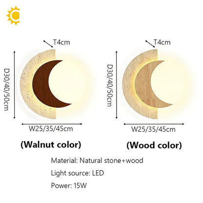 Verthara Premium Travertine Stone & Wood LED Wall Light