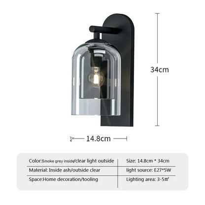 Verthara Premium Vintage Glass Indoor Wall Light D smoke clear