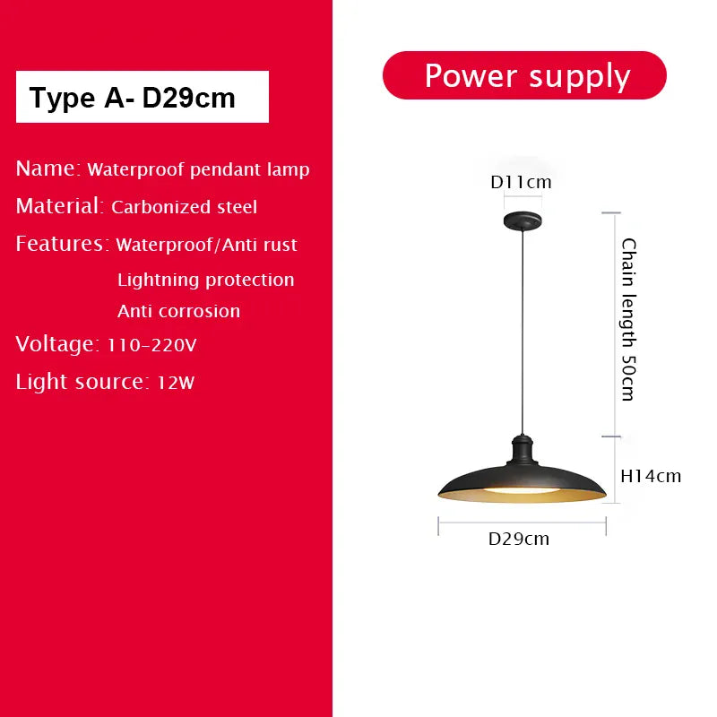 Verthara Premium Vintage Industrial Outdoor Ceiling Light A D29cm / Cold White