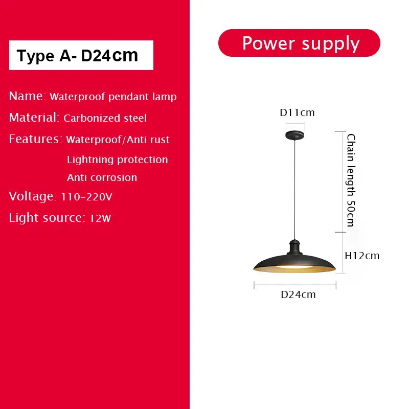 Verthara Premium Vintage Industrial Outdoor Ceiling Light A D24cm / Cold White