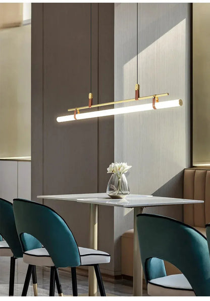 Verthara Premium Vintage Linear Leather-Trim Chandelier