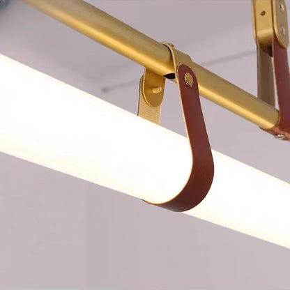 Verthara Premium Vintage Linear Leather-Trim Chandelier