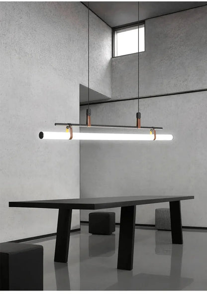 Verthara Premium Vintage Linear Leather-Trim Chandelier