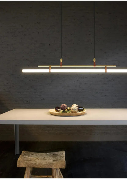 Verthara Premium Vintage Linear Leather-Trim Chandelier