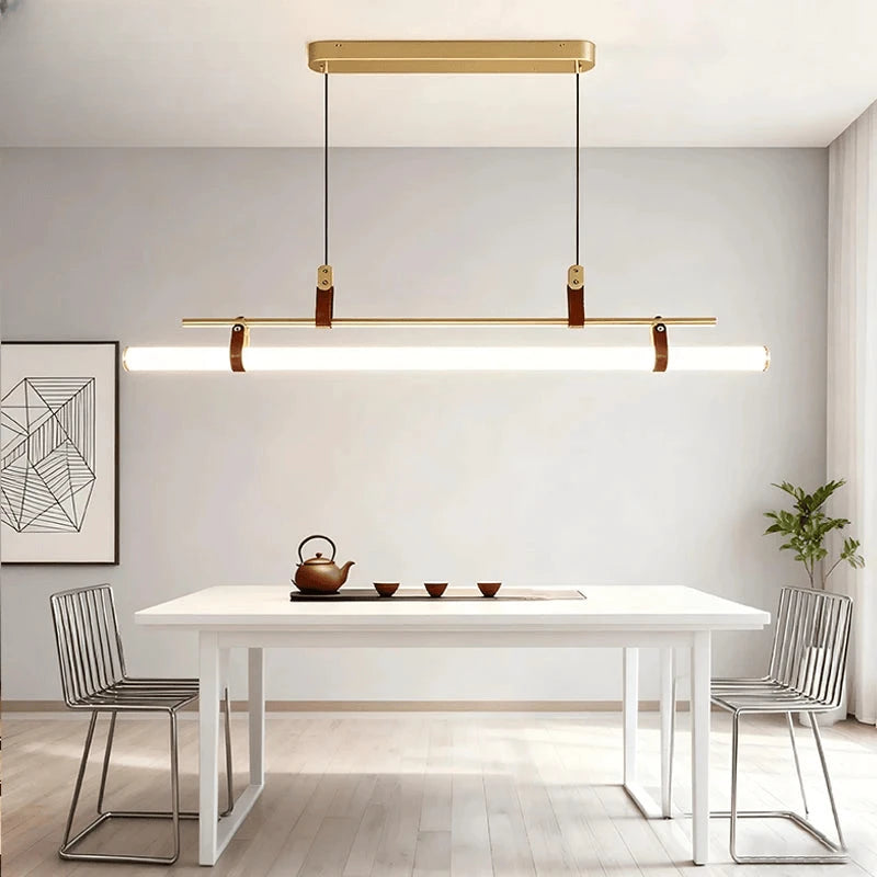 Verthara Premium Vintage Linear Leather-Trim Chandelier