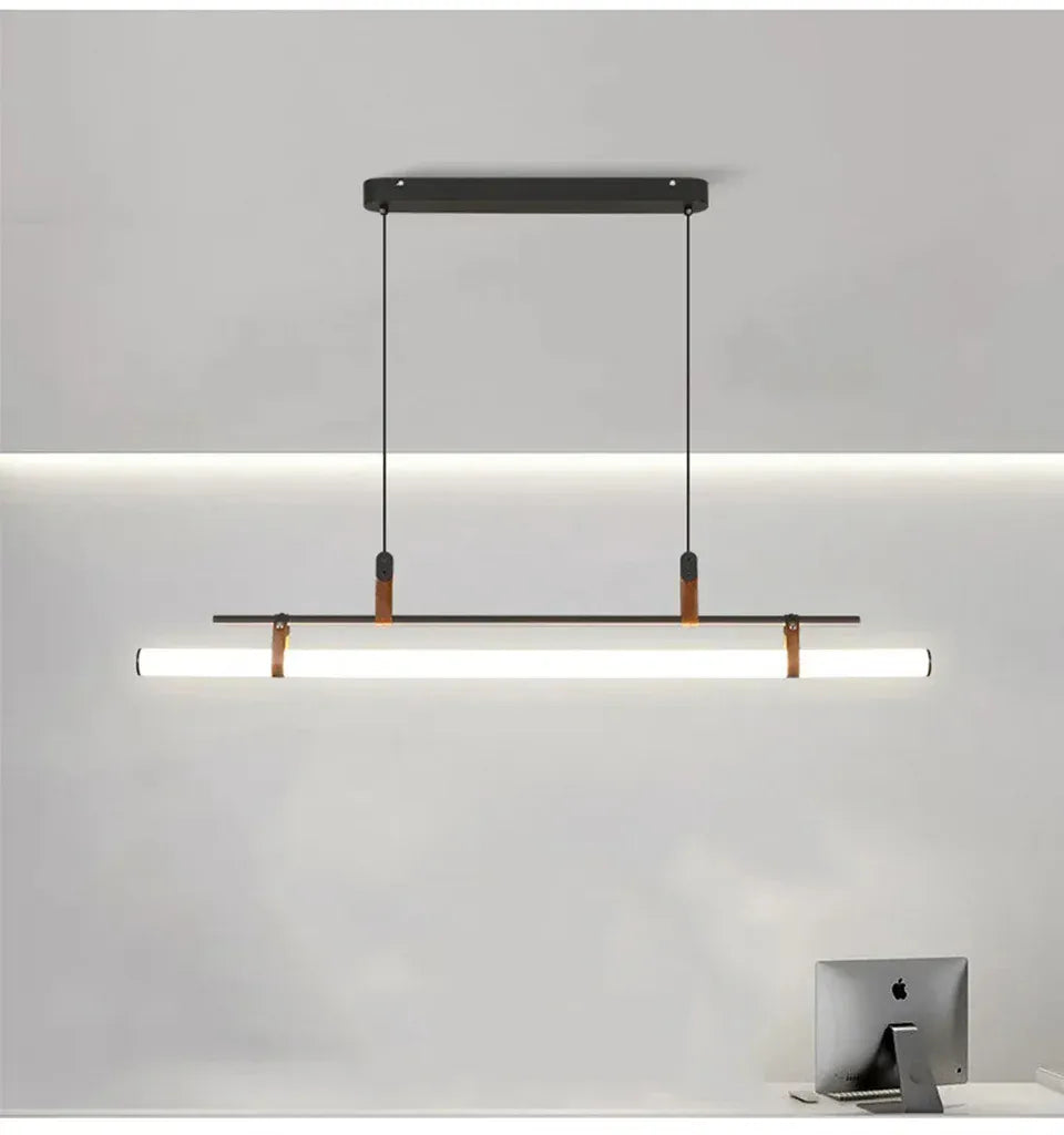 Verthara Premium Vintage Linear Leather-Trim Chandelier