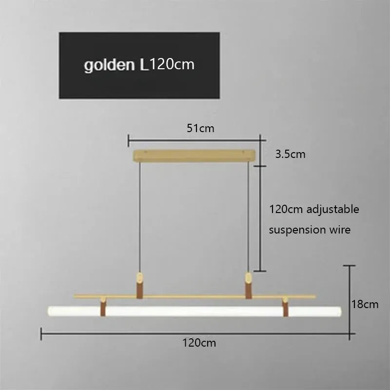 Verthara Premium Vintage Linear Leather-Trim Chandelier Gold-120cm