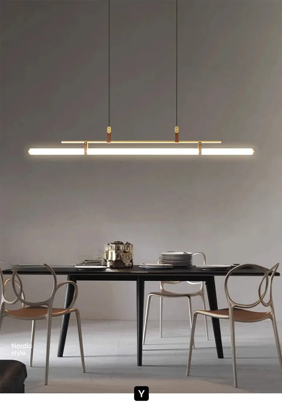 Verthara Premium Vintage Linear Leather-Trim Chandelier