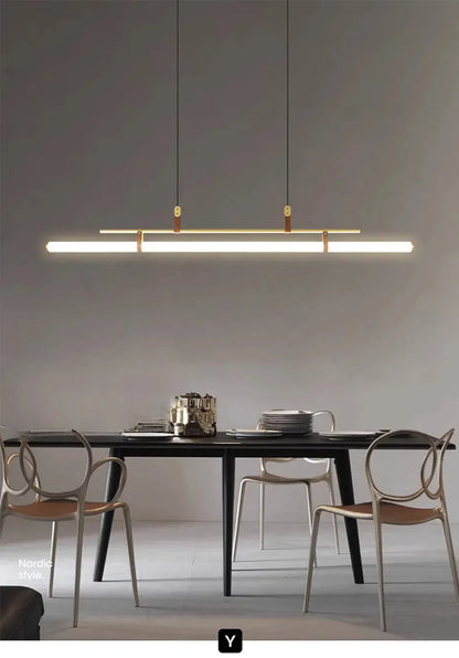Verthara Premium Vintage Linear Leather-Trim Chandelier