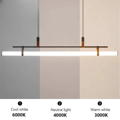 Verthara Premium Vintage Linear Leather-Trim Chandelier