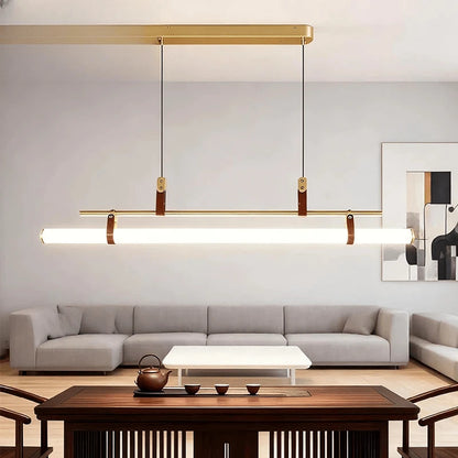 Verthara Premium Vintage Linear Leather-Trim Chandelier