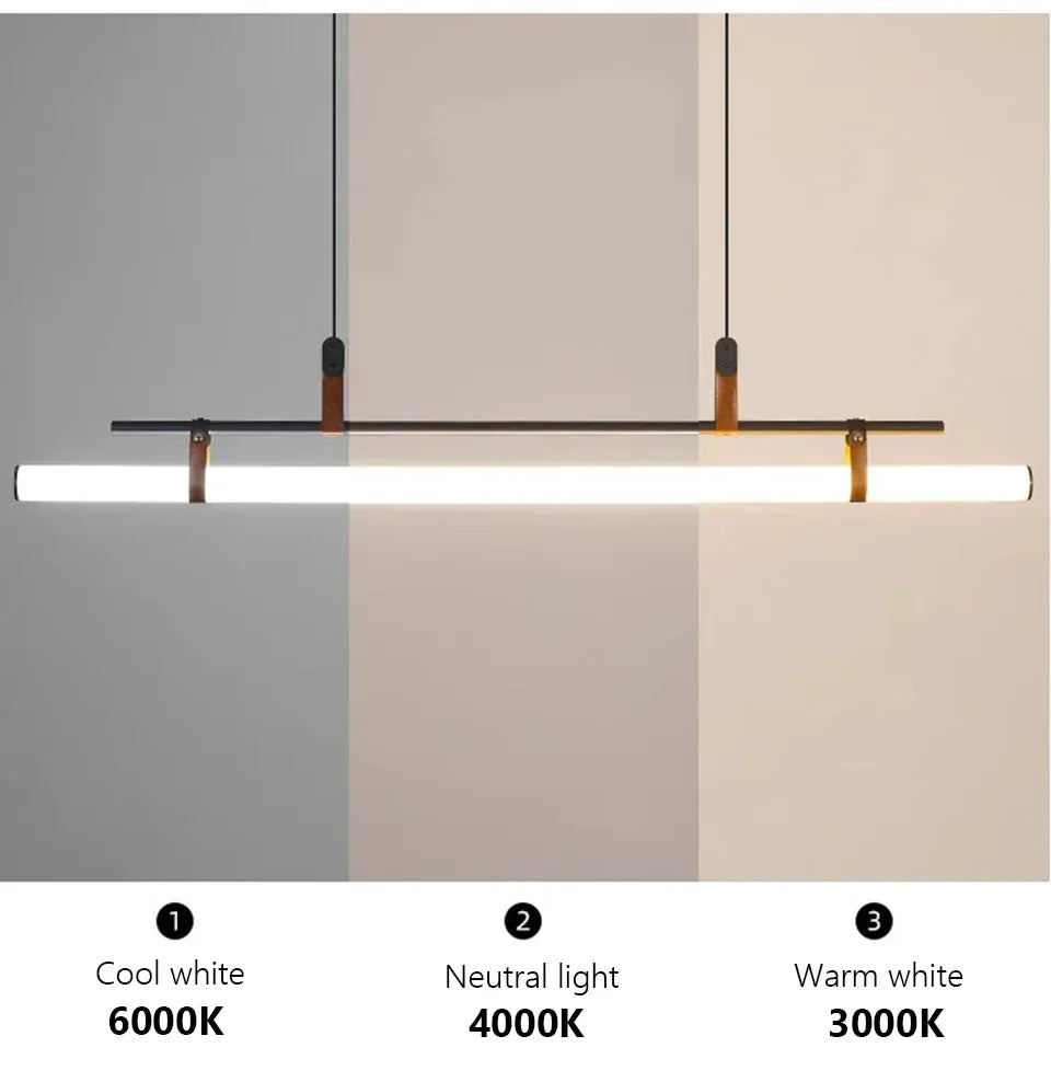 Verthara Premium Vintage Linear Leather-Trim Chandelier