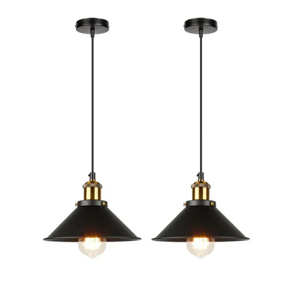 Verthara Premium Vintage Pendant Light - Three-Head Design - E27 Lamp Holder - Gold/Black Finish - Retro Style - Ideal For Dining Room Black-1head x2 / 30CM