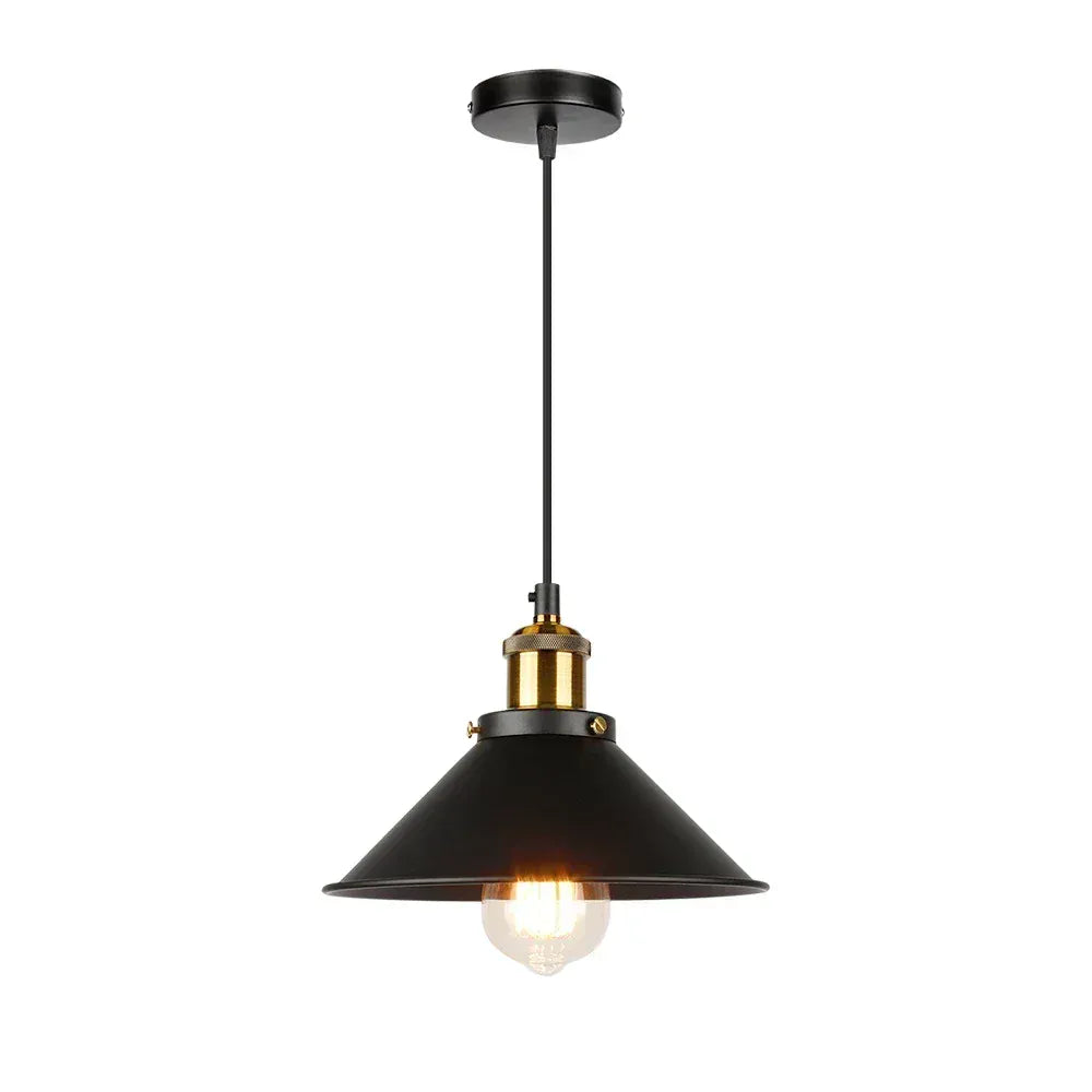 Verthara Premium Vintage Pendant Light - Three-Head Design - E27 Lamp Holder - Gold/Black Finish - Retro Style - Ideal For Dining Room Black-1 head / 26CM
