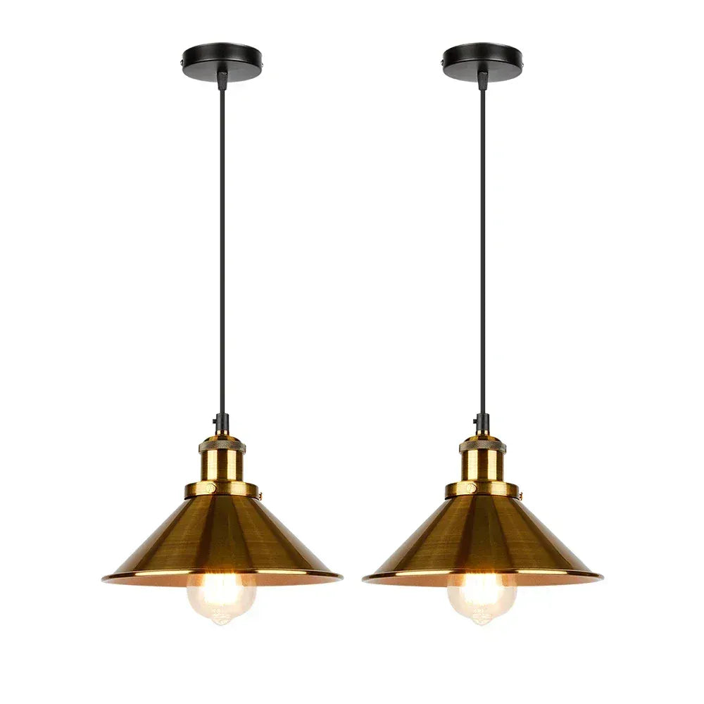 Verthara Premium Vintage Pendant Light - Three-Head Design - E27 Lamp Holder - Gold/Black Finish - Retro Style - Ideal For Dining Room Gold-1head x2 / 30CM