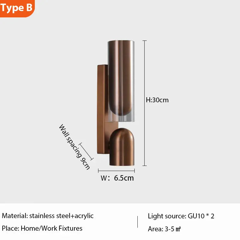 Verthara Premium Vintage Rotatable Glass Wall Lamp B coppery color / Cool White(5500-7000K)