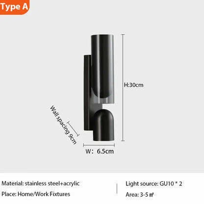 Verthara Premium Vintage Rotatable Glass Wall Lamp A black color / Cool White(5500-7000K)