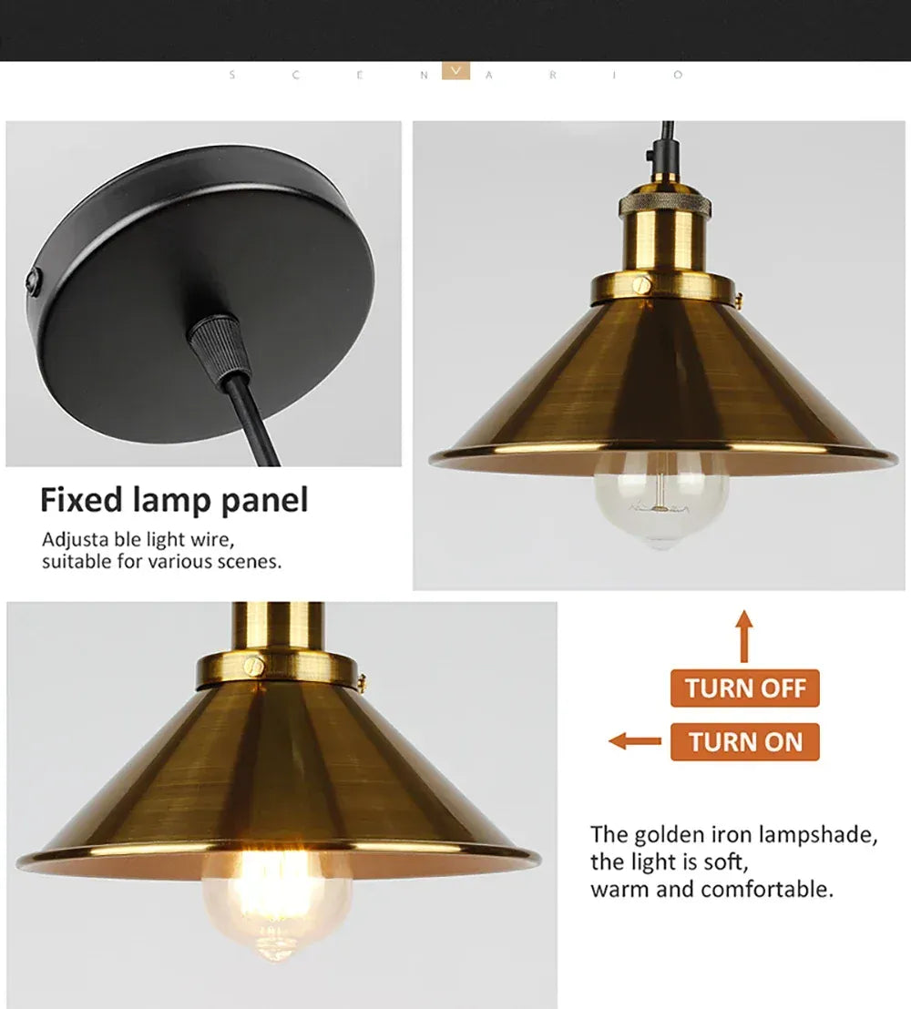 Verthara Premium Vintage Three-Head Industrial Pendant Light