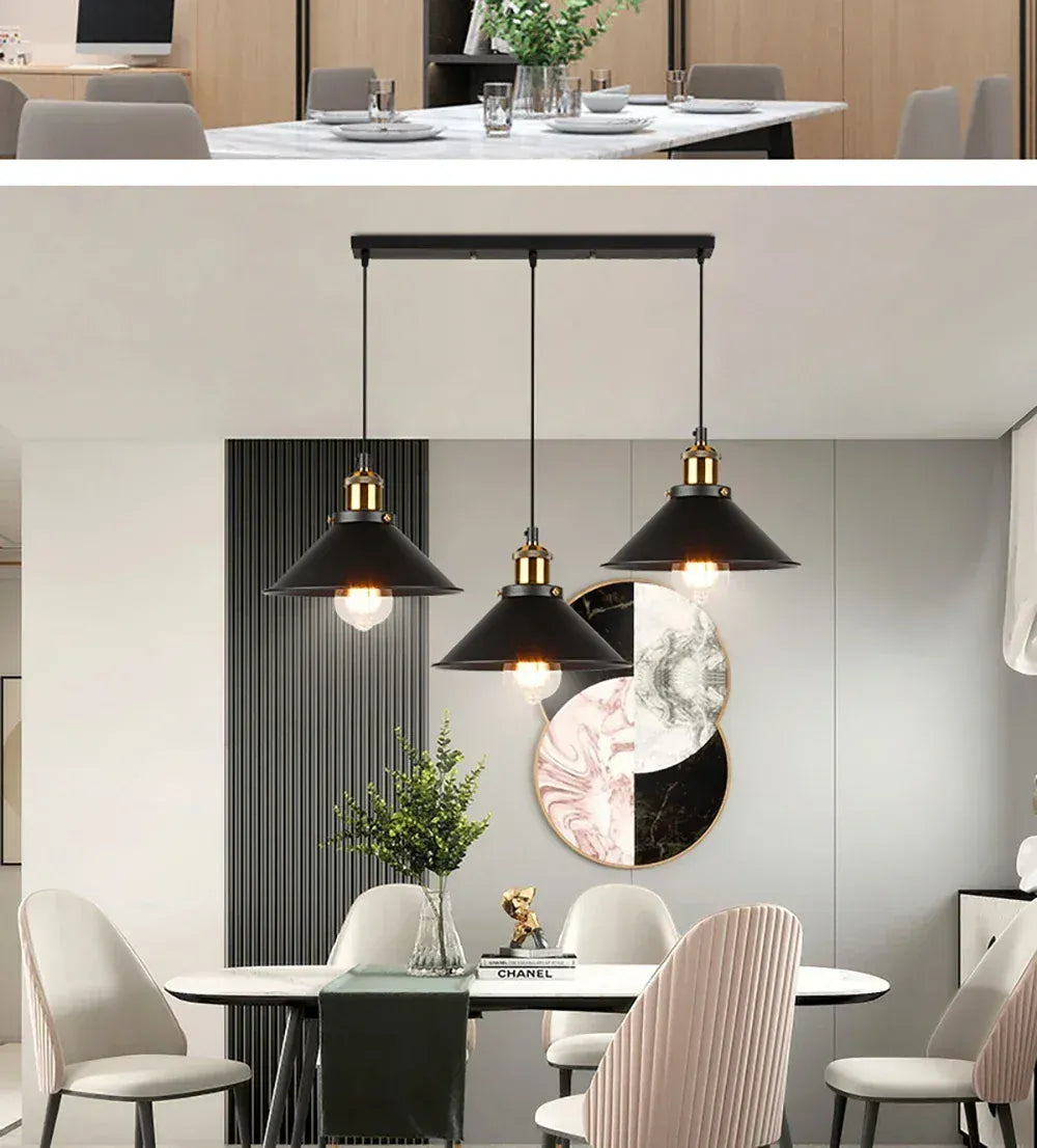 Verthara Premium Vintage Three-Head Industrial Pendant Light