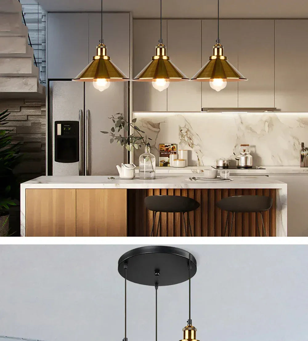 Verthara Premium Vintage Three-Head Industrial Pendant Light