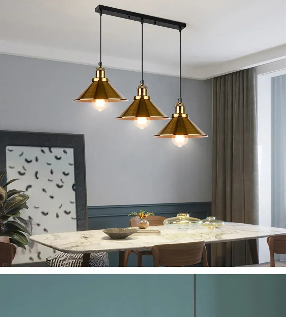 Verthara Premium Vintage Three-Head Industrial Pendant Light