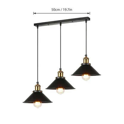 Verthara Premium Vintage Three-Head Industrial Pendant Light