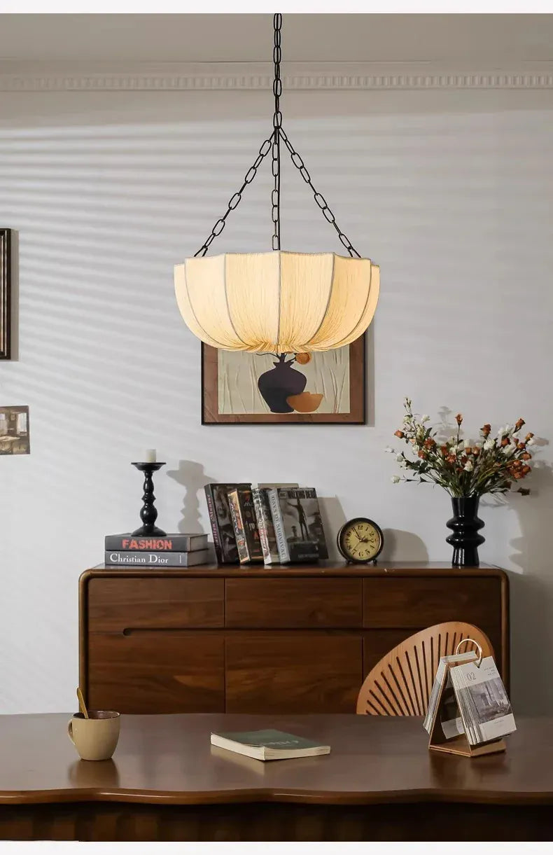 Verthara Premium Wabi-Sabi Fabric Chain Pendant Chandelier
