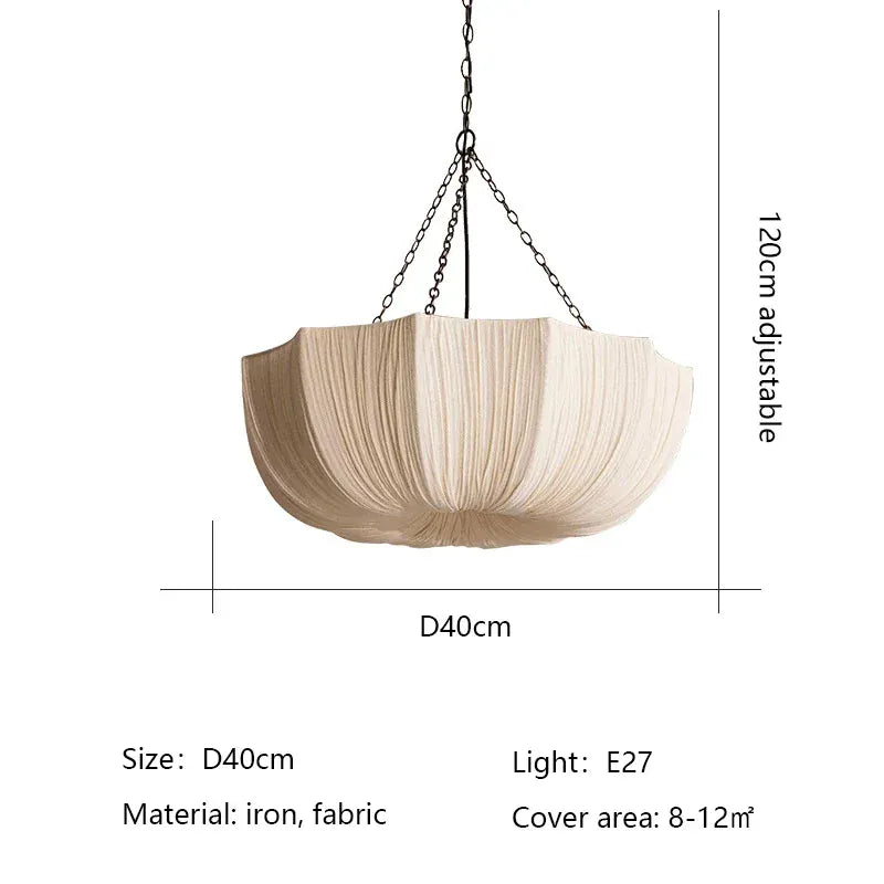 Verthara Premium Wabi-Sabi Fabric Chain Pendant Chandelier D40cm / Cool white