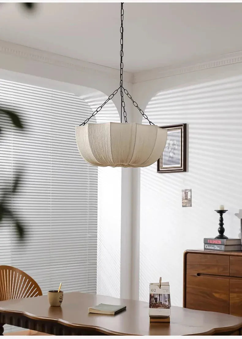 Verthara Premium Wabi-Sabi Fabric Chain Pendant Chandelier
