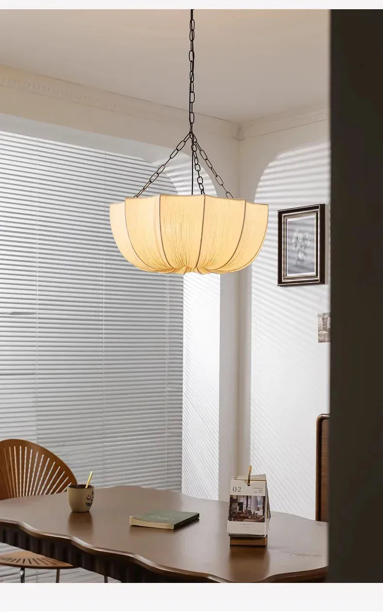 Verthara Premium Wabi-Sabi Fabric Chain Pendant Chandelier