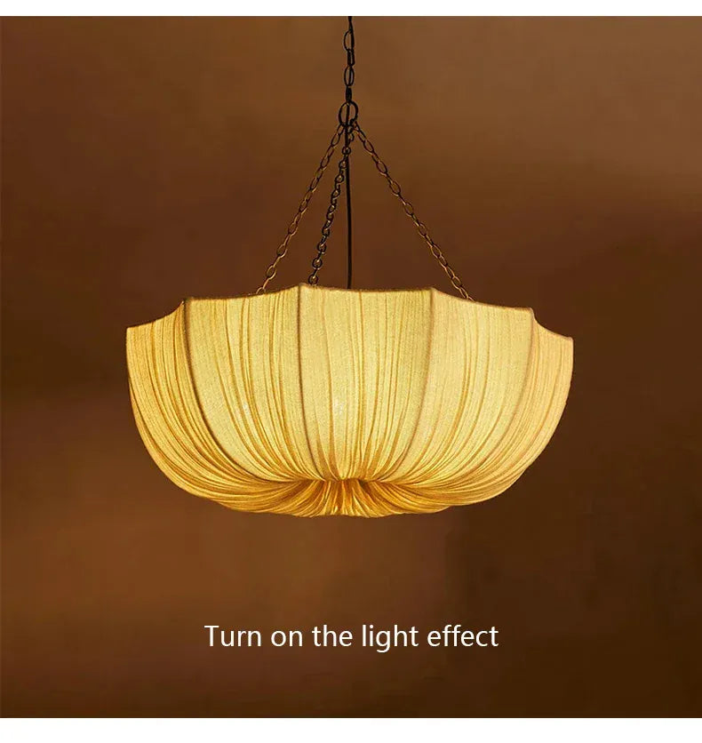 Verthara Premium Wabi-Sabi Fabric Chain Pendant Chandelier