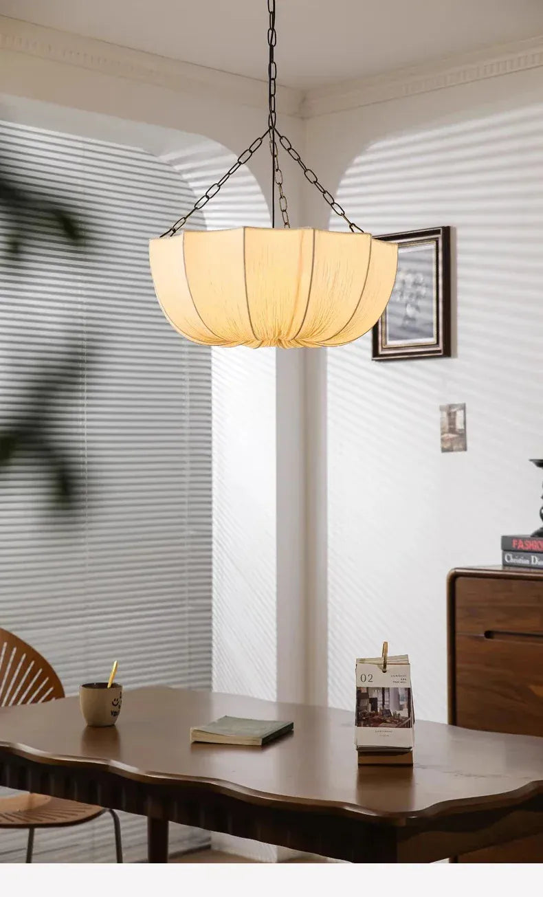 Verthara Premium Wabi-Sabi Fabric Chain Pendant Chandelier